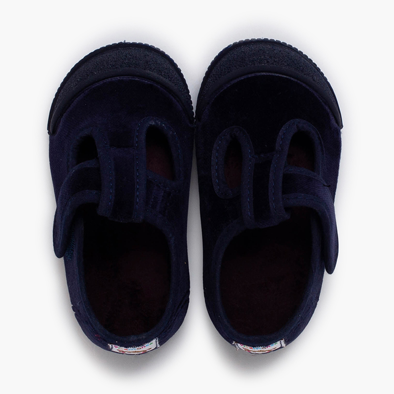 Pepitos barefoot terciopelo puntera goma Azul Marino