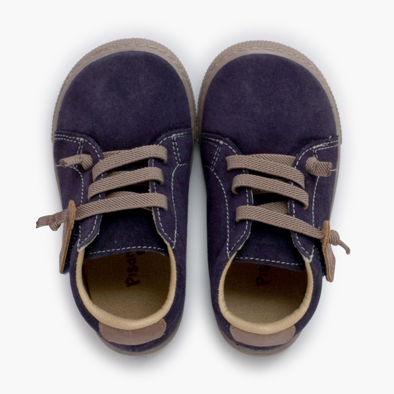 Zapatillas serraje barefoot cordones elásticos Azul Jeans