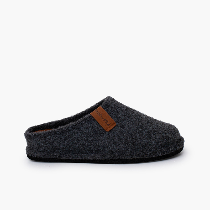 Zuecos casa fieltro niños tallas altas Gris