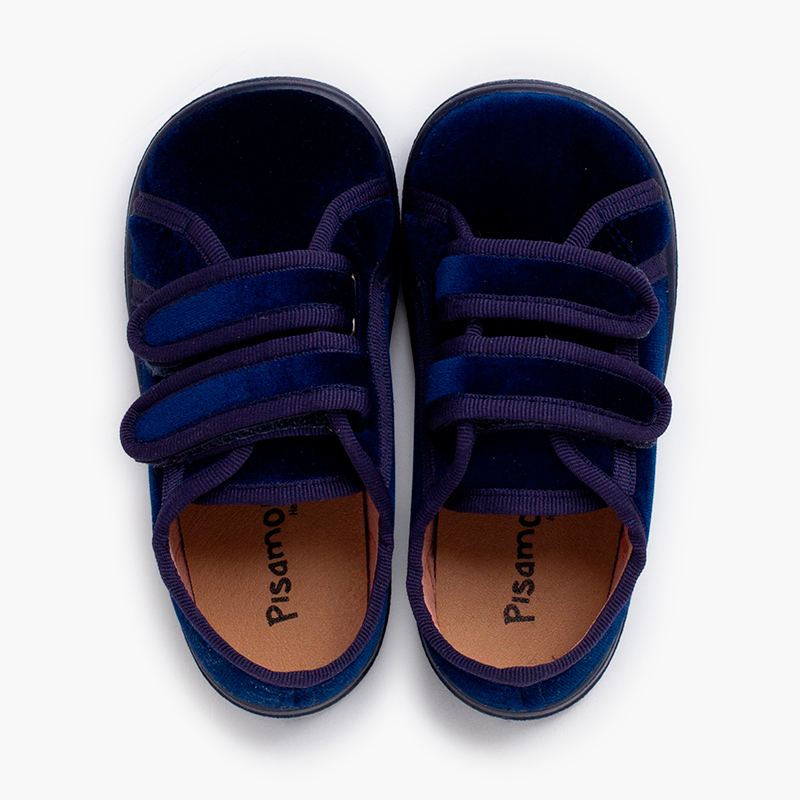 Zapatillas terciopelo barefoot doble tira adherente Azul Marino