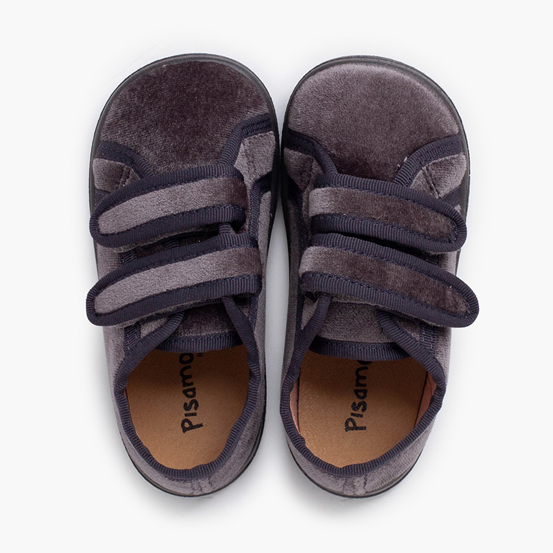 Baskets velours barefoot double scratch Gris