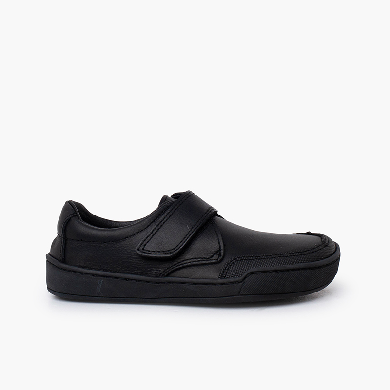Zapatos colegiales barefoot piel niño Negro