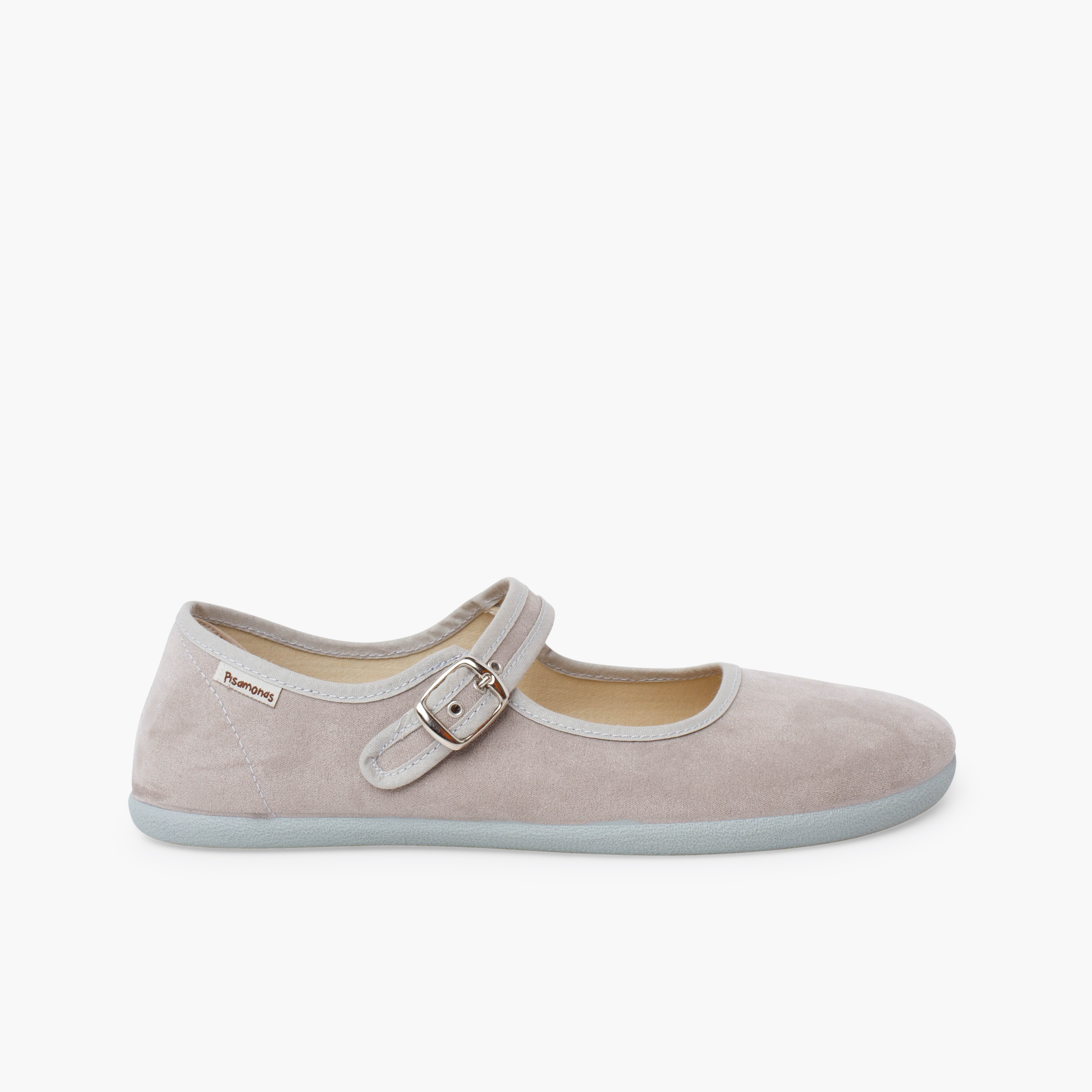 Merceditas barefoot suede hebilla mujer Perla