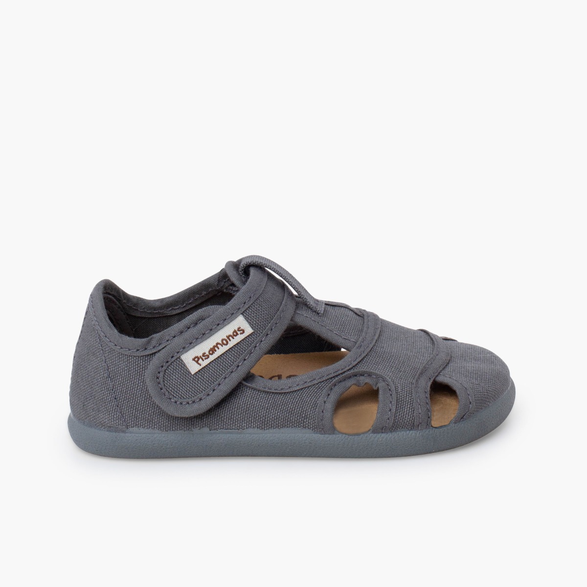 Sandalias barefoot niños lona cierre ancho asfalto