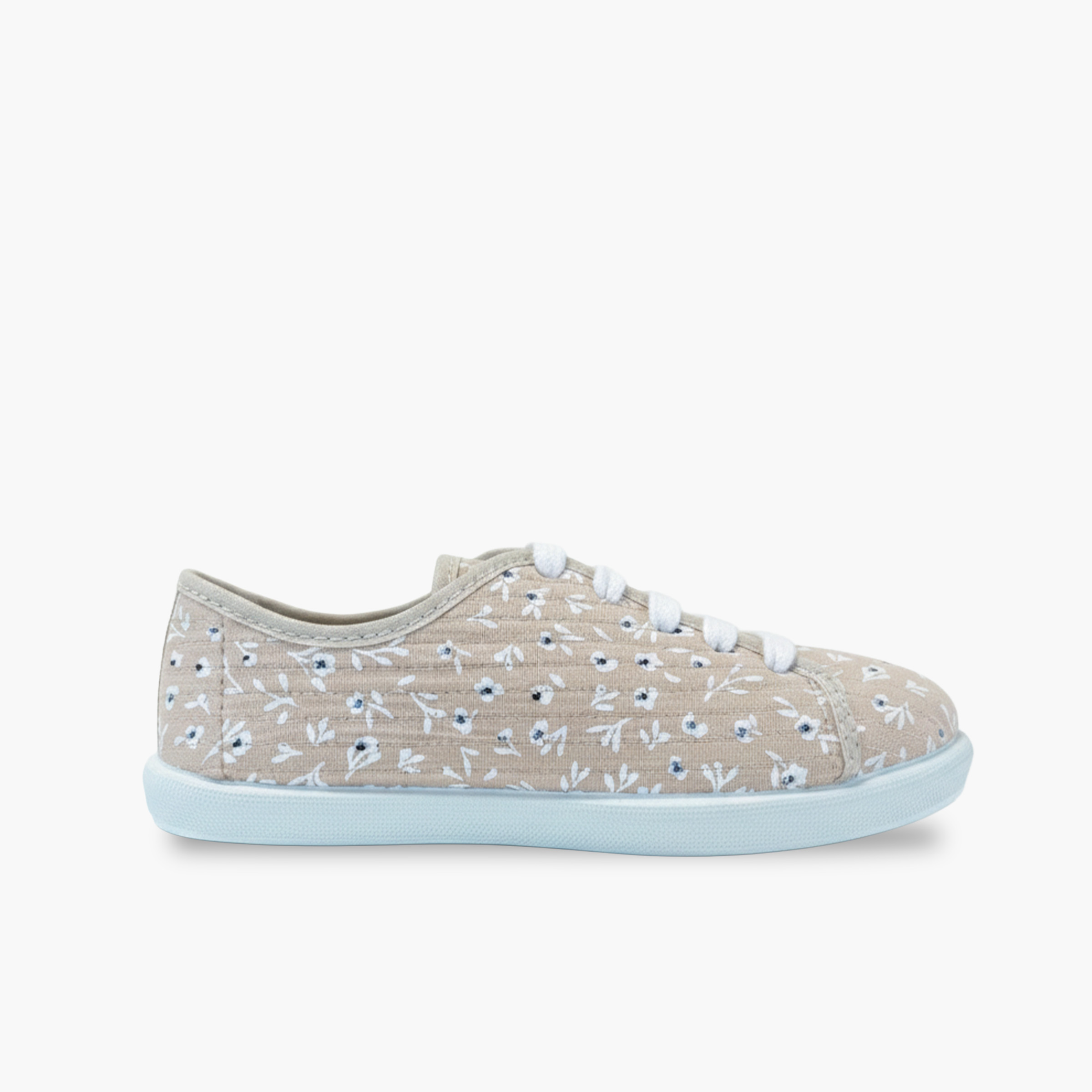 Zapatillas cordones niña flores Beige