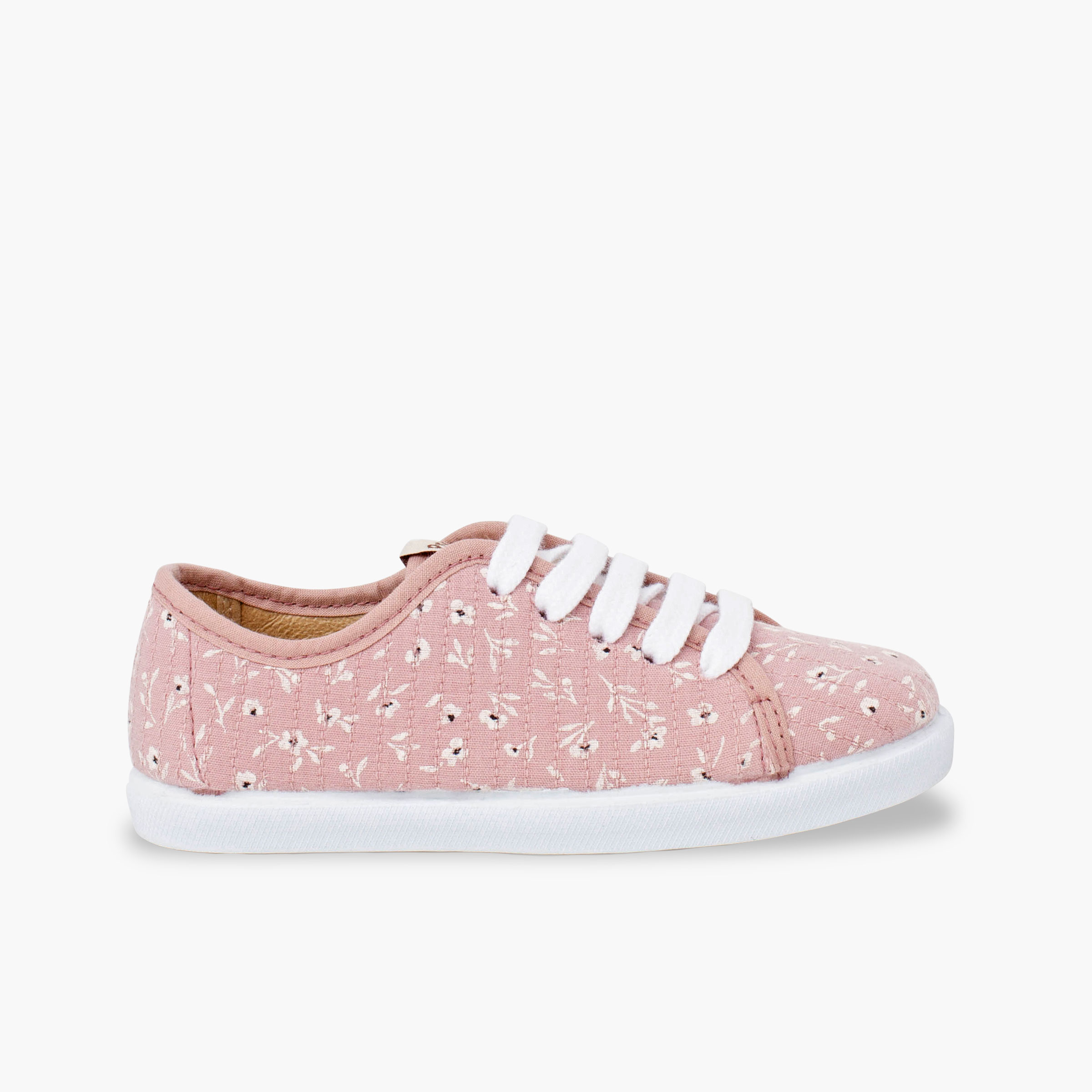 Zapatillas cordones niña flores Rosa Palo