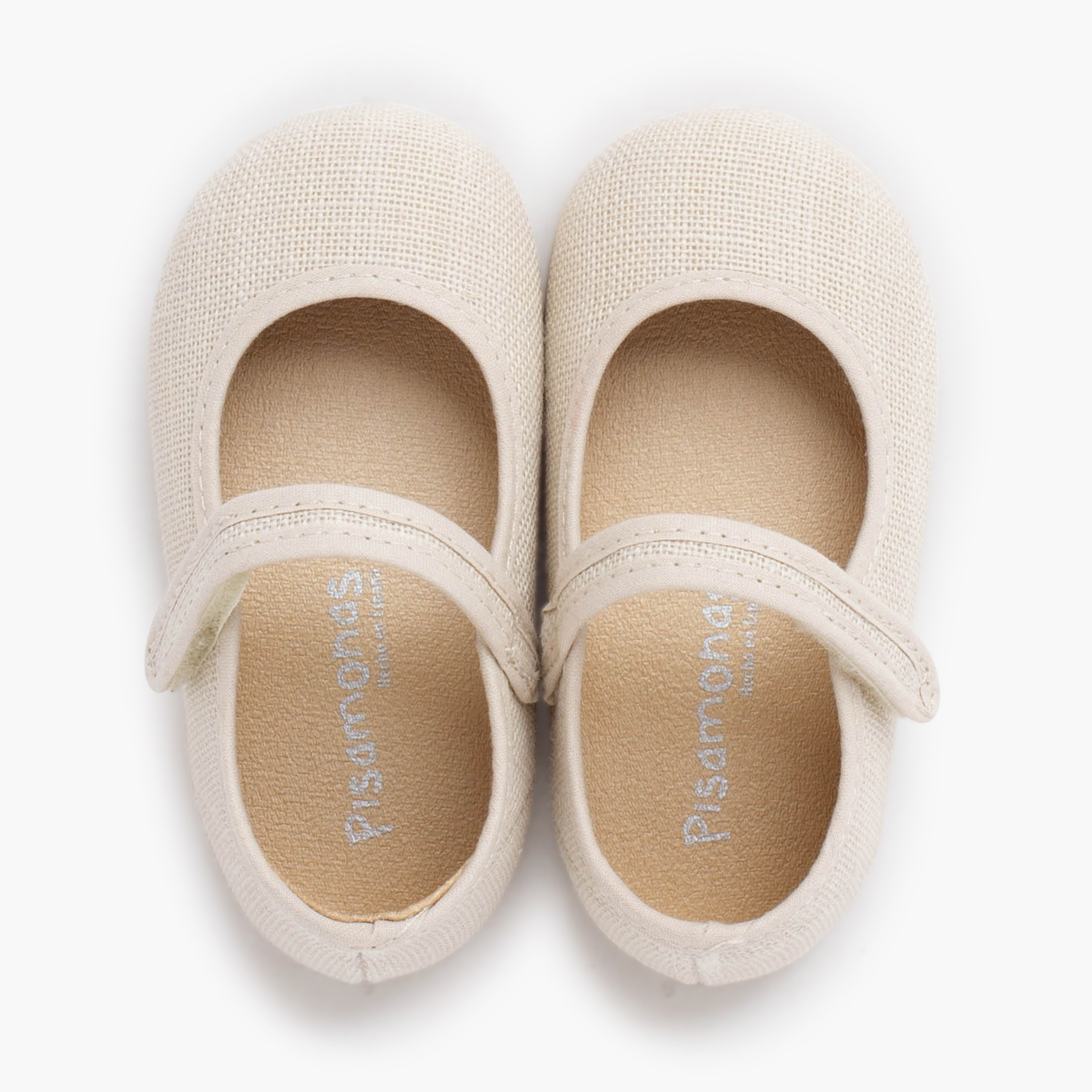 Merceditas barefoot lino cierre adherente Crudo