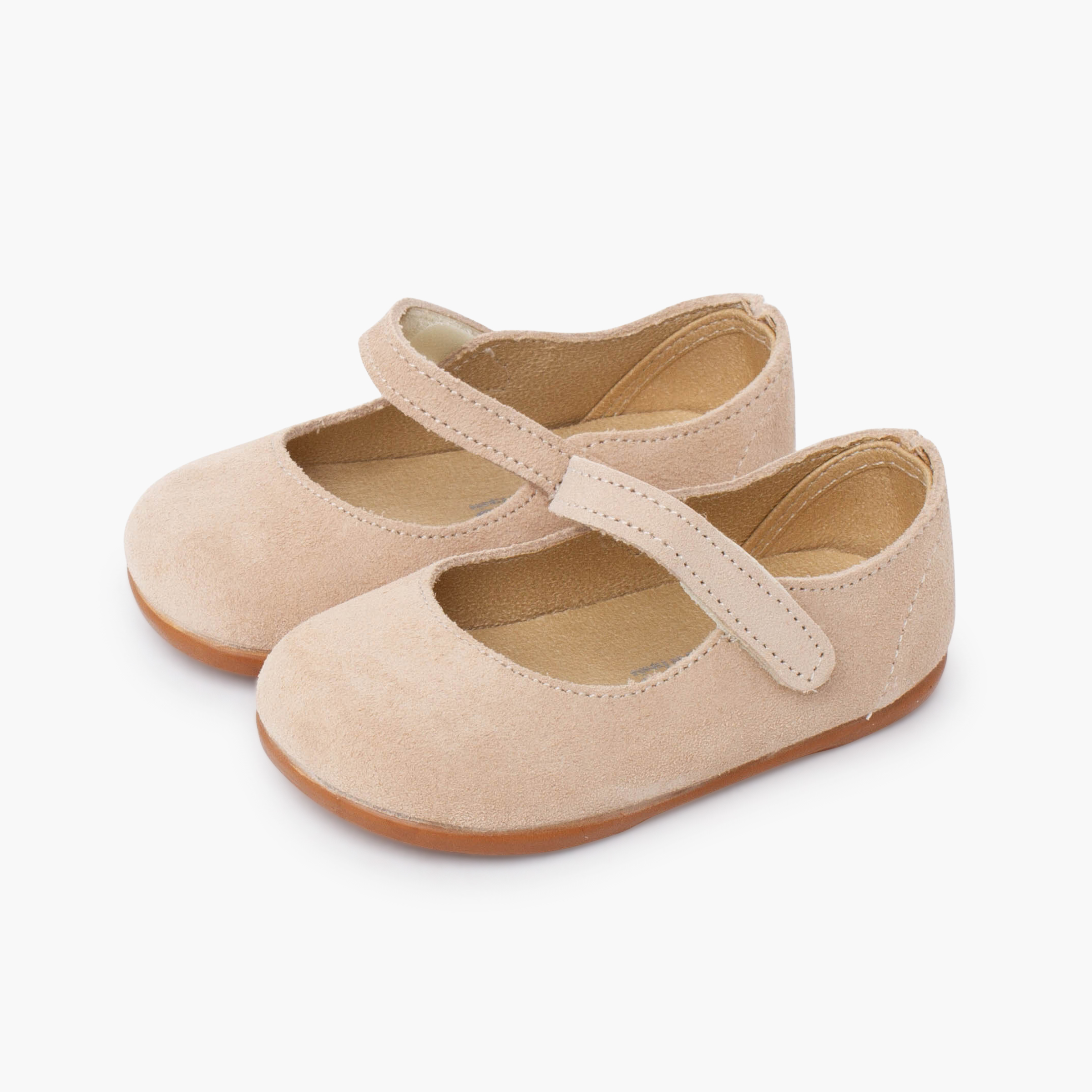 Merceditas barefoot serraje niña primeros pasos Beige