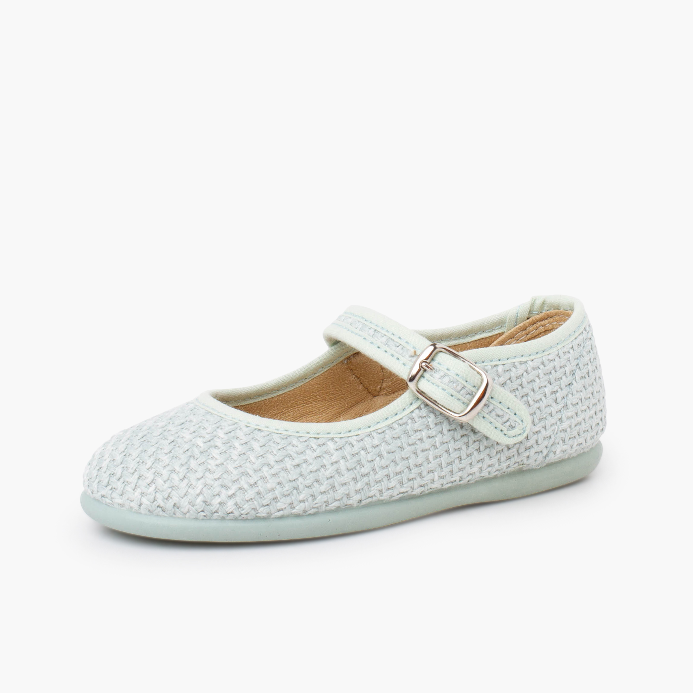 Merceditas niña ceremonia trenzado rústico Verde Agua