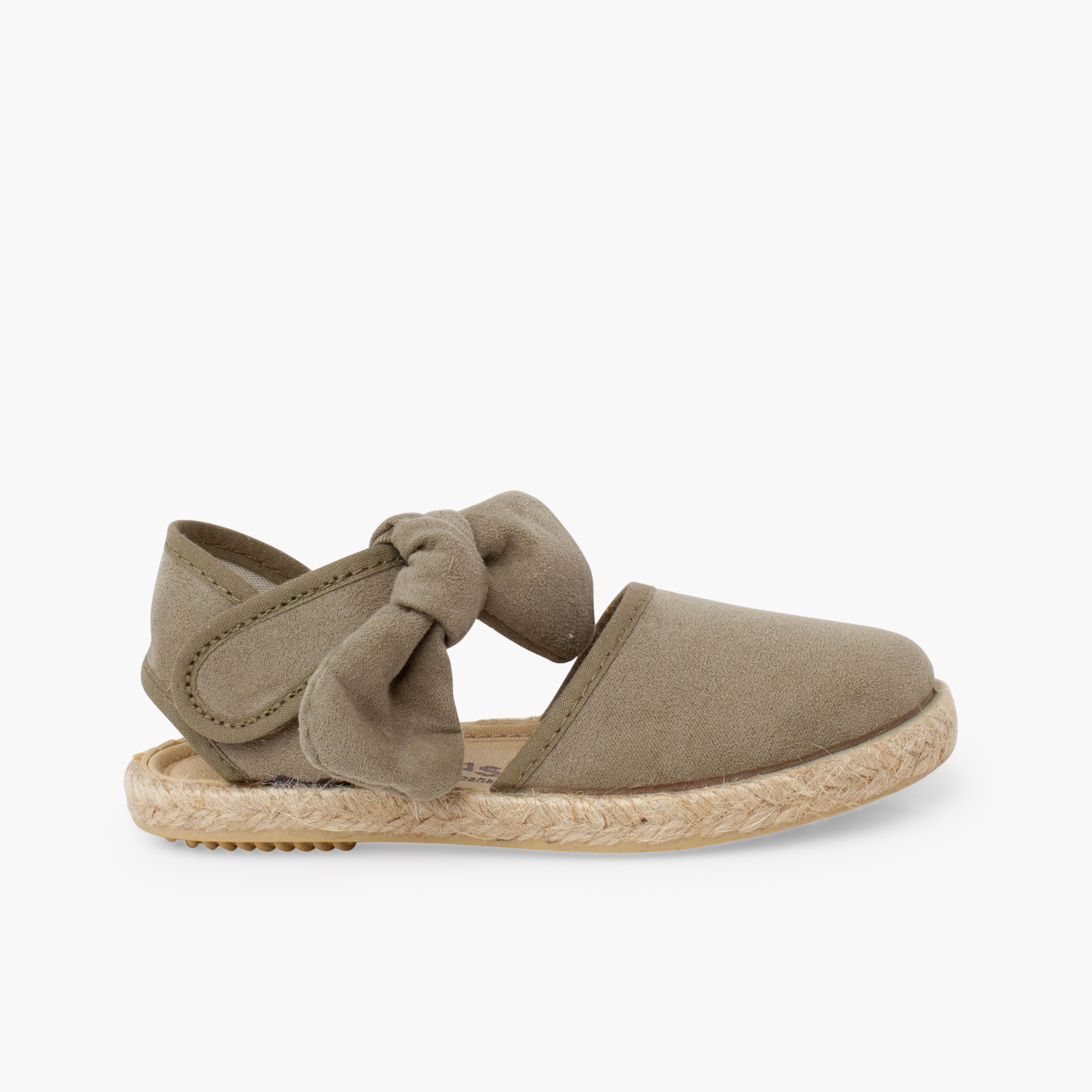 Espadrilles fille nœud effet suédé Olive Vert