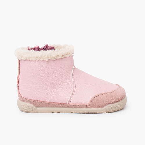 Botas barefoot neopiel cuello borreguito Rosa
