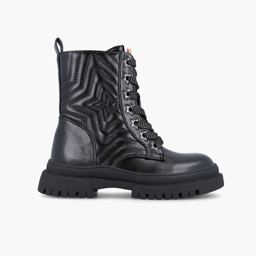Botas militares estrella cordones glitter Negro