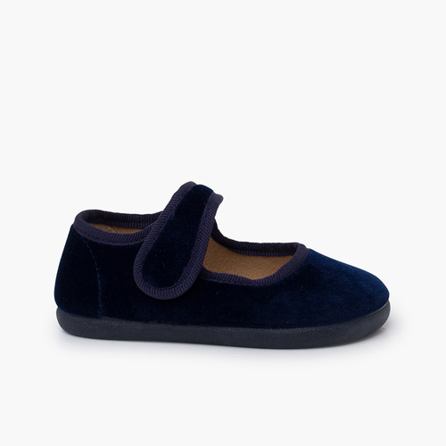 Merceditas barefoot terciopelo tira adherente Azul Marino