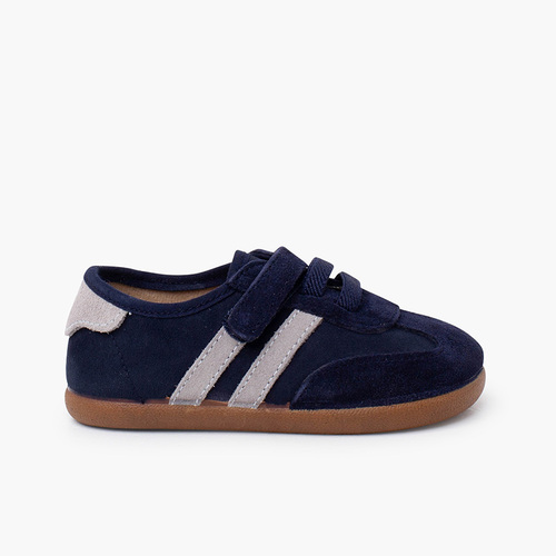 Zapatillas barefoot rayas laterales tira adherente Azul Marino