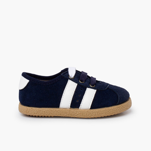 Zapatillas rayas laterales blancas doble cordón Azul Marino