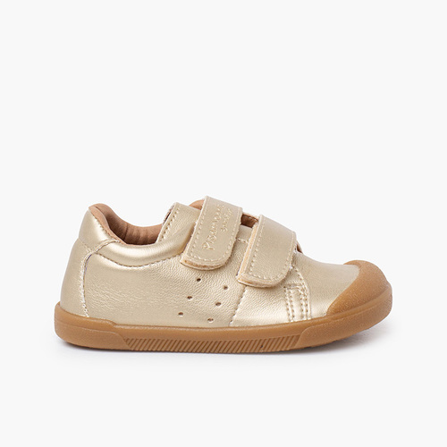Zapatillas blanditas barefoot piel vegana metalizadas Oro