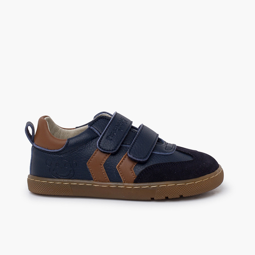 Zapatillas barefoot niños bandas laterales Azul Marino