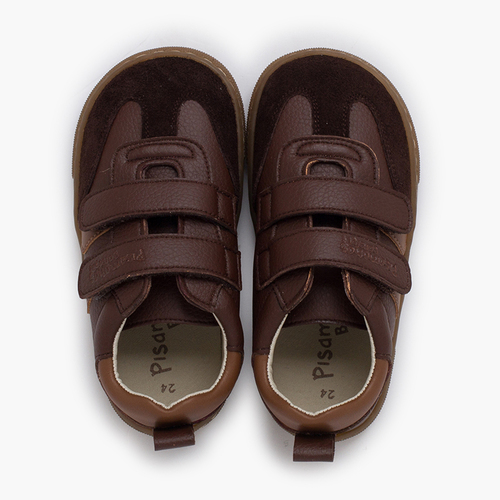 Zapatillas barefoot niños bandas laterales Marrón