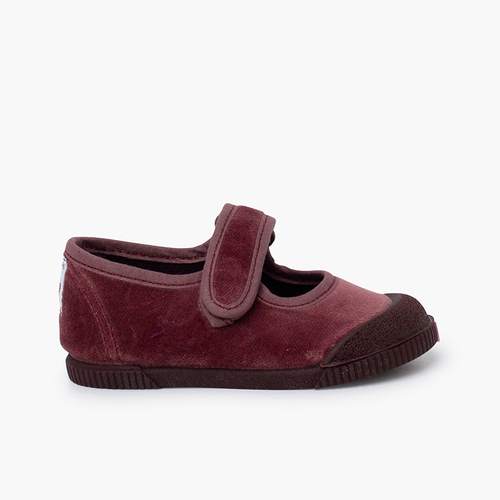 Merceditas barefoot terciopelo puntera goma Rosa Viejo