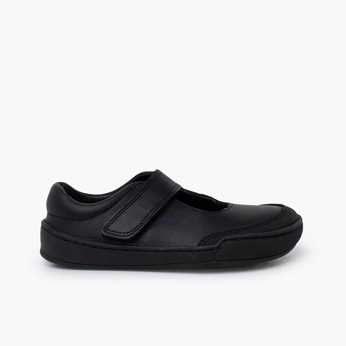 Merceditas colegiales barefoot piel niña Negro