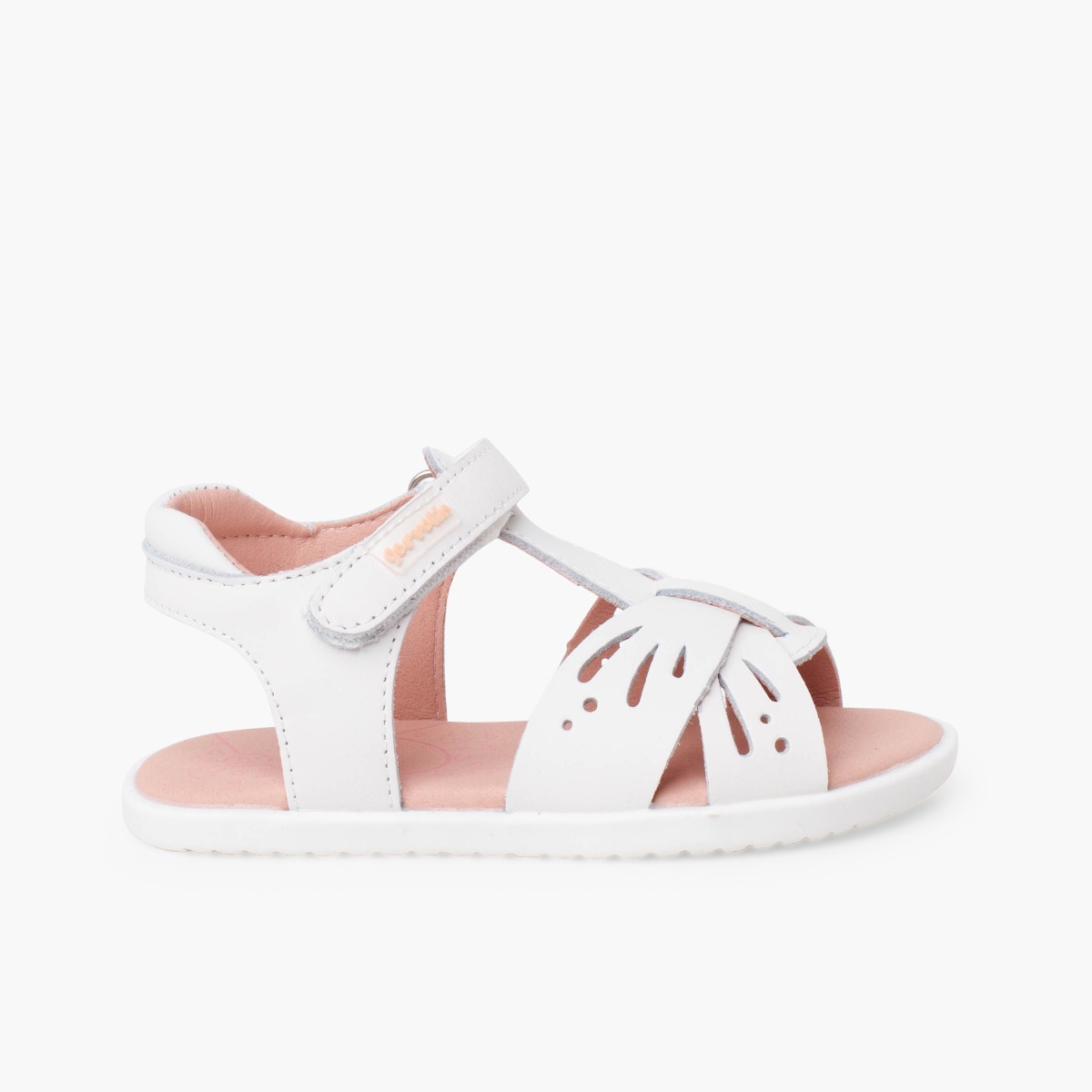 Sandalias barefoot niña mariposa piel Blanco