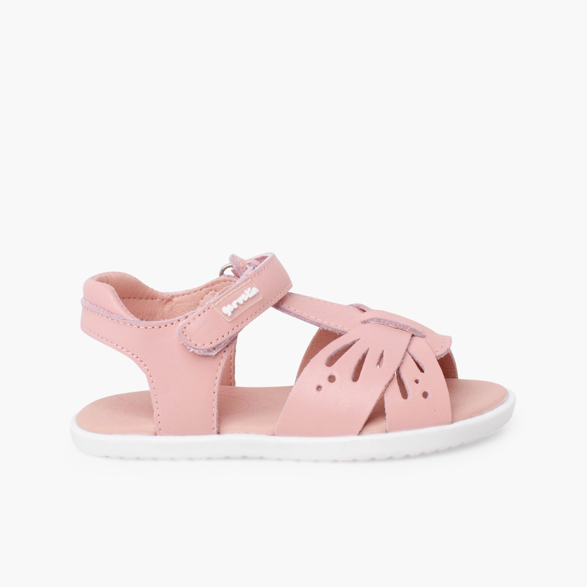 Sandalias barefoot niña mariposa piel Rosa