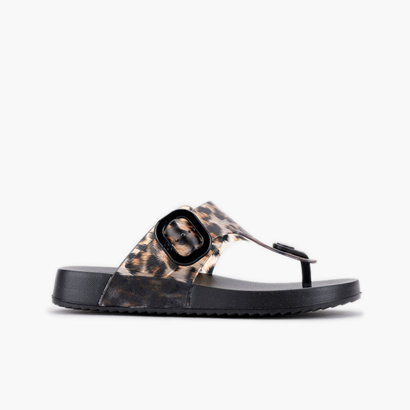 Sandalias mujer Bari animal print Negro