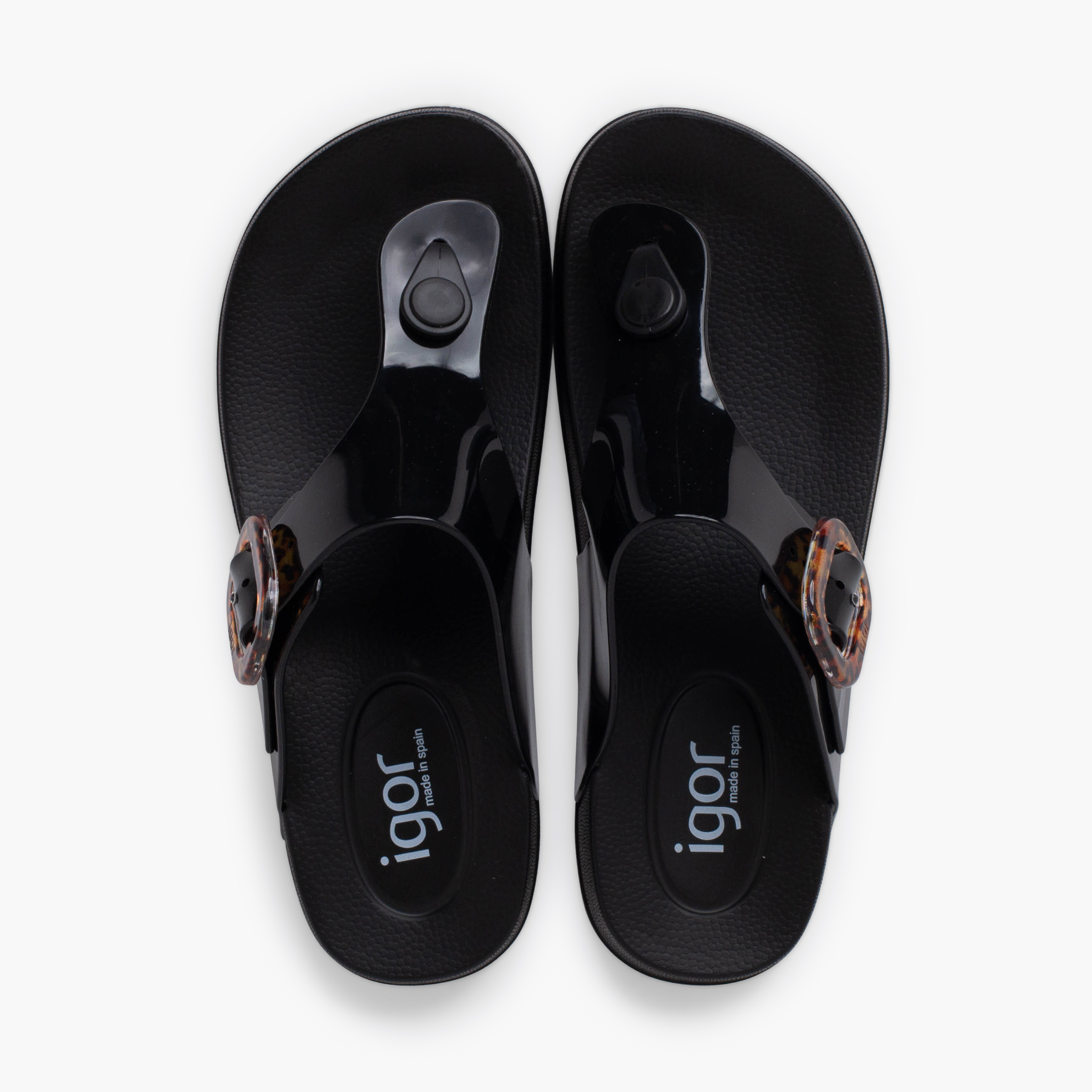 Sandalias dedo extra light brillo mujer Negro