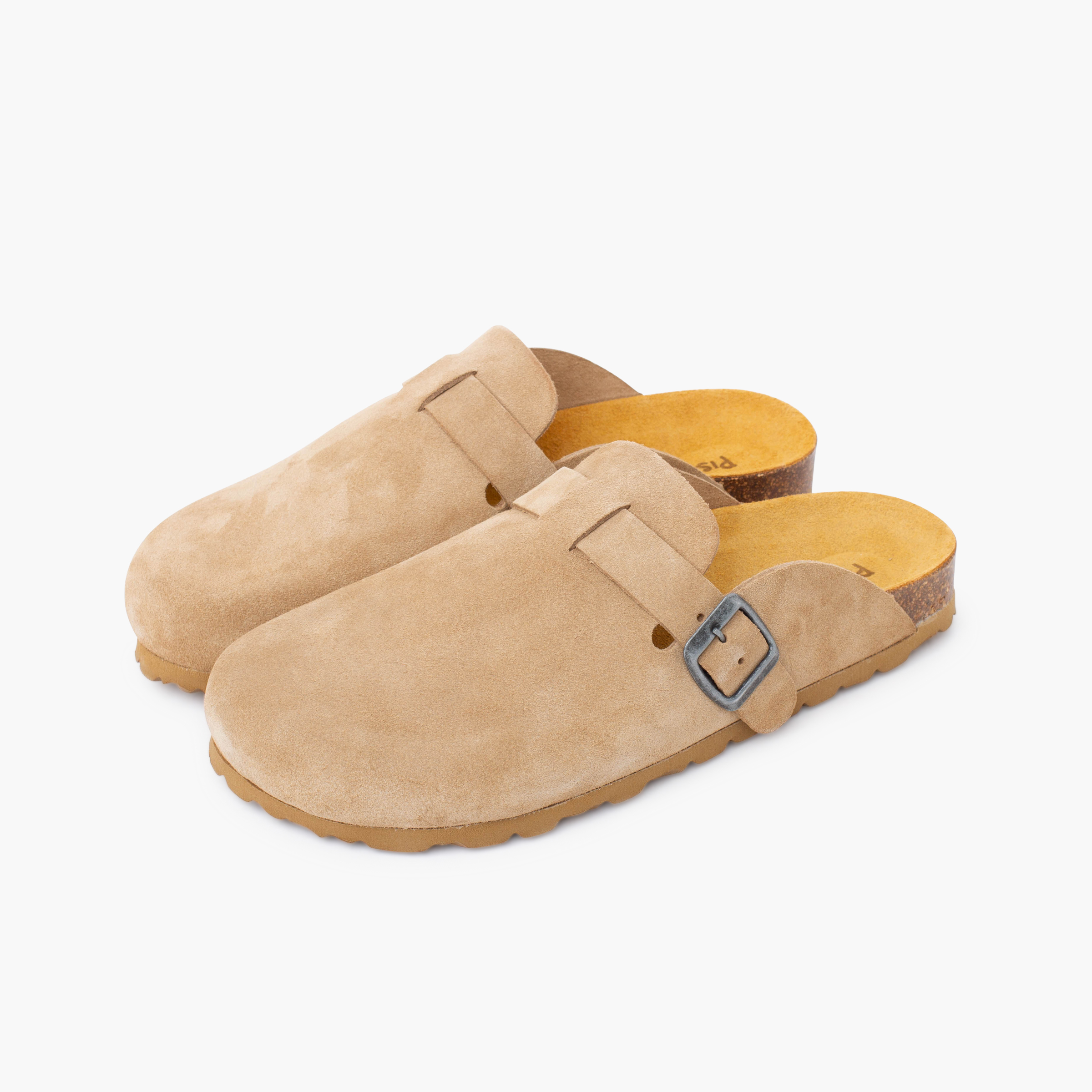 Zuecos bio mujer serraje Beige