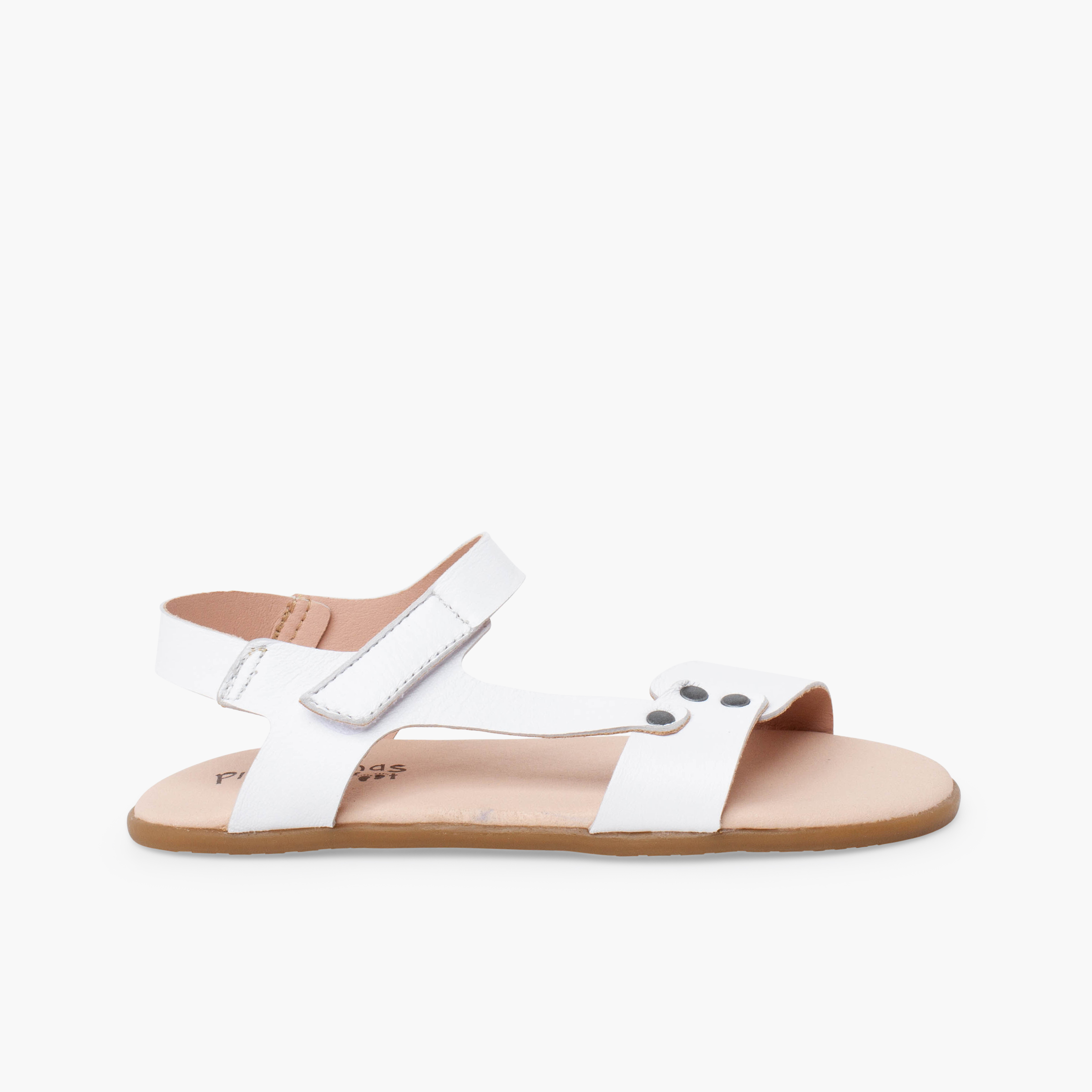 Sandalias barefoot piel tachuelas Blanco