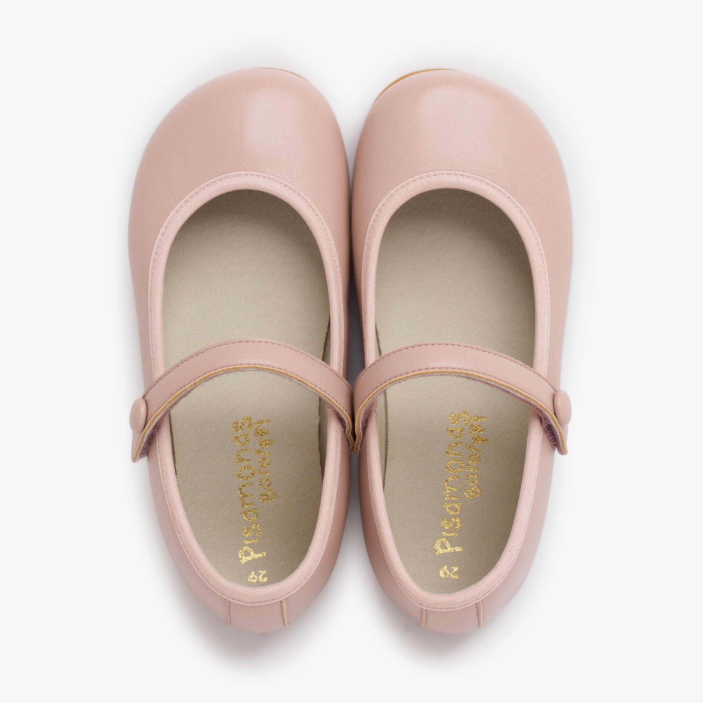 Merceditas Comunión barefoot tira adherente botón Rosa