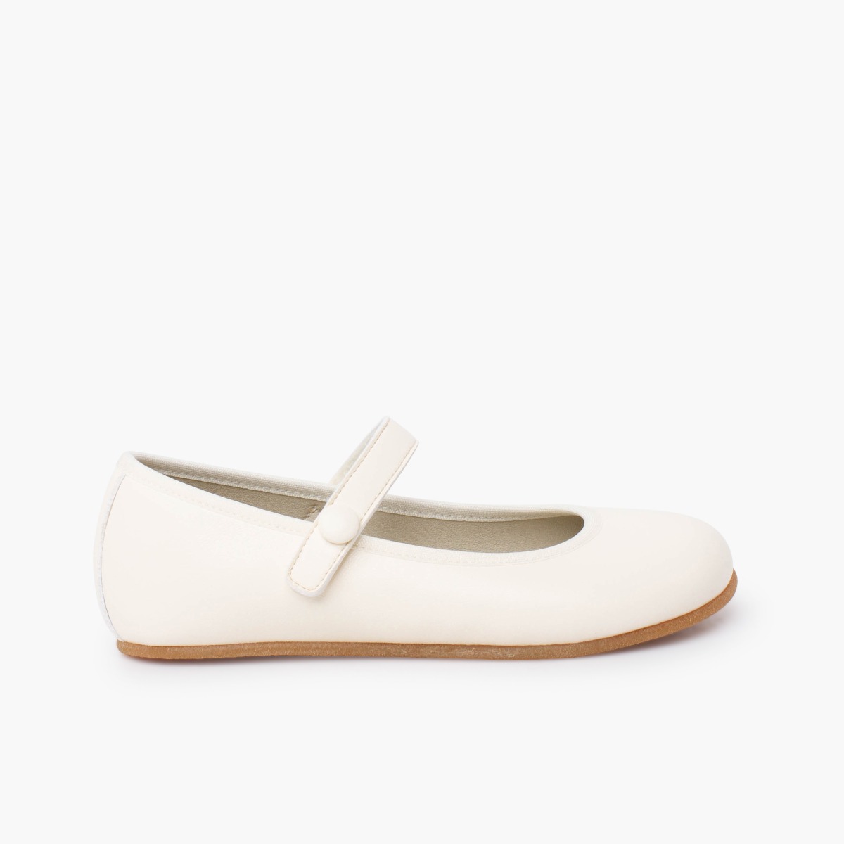 Merceditas Comunión barefoot tira adherente botón Crudo