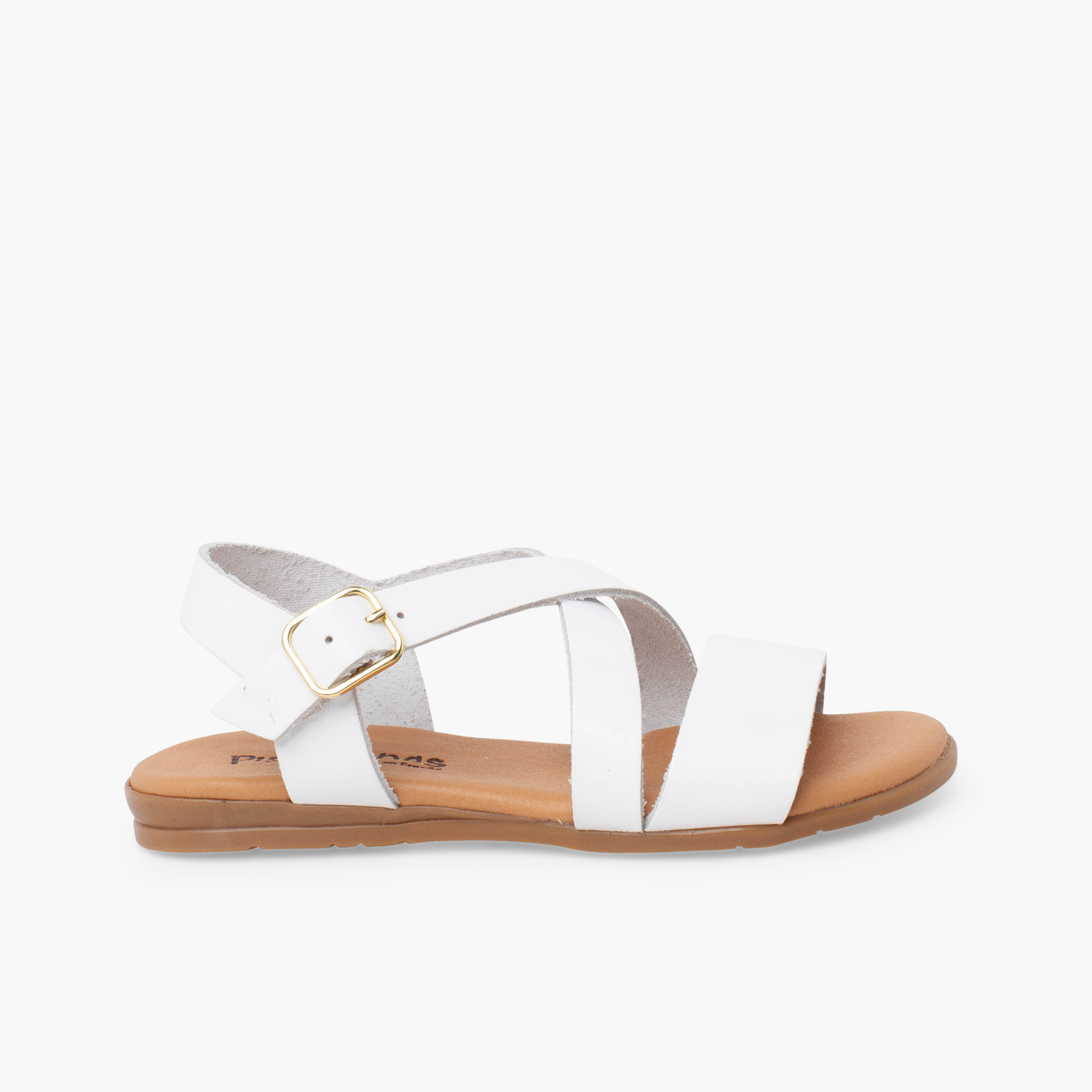 Sandalias niña tiras cruzadas piel Blanco