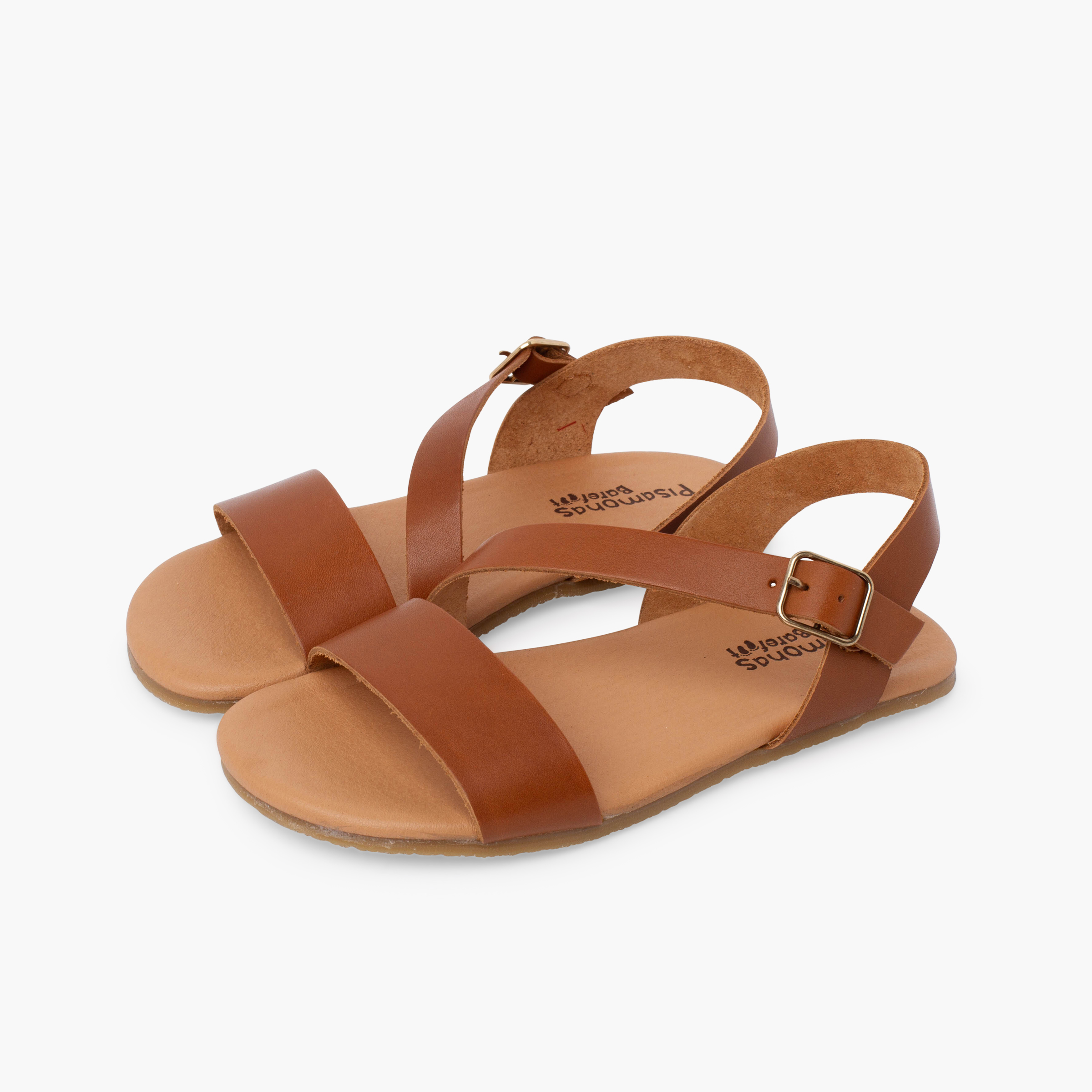 Sandalia barefoot tira cruzada Cuero