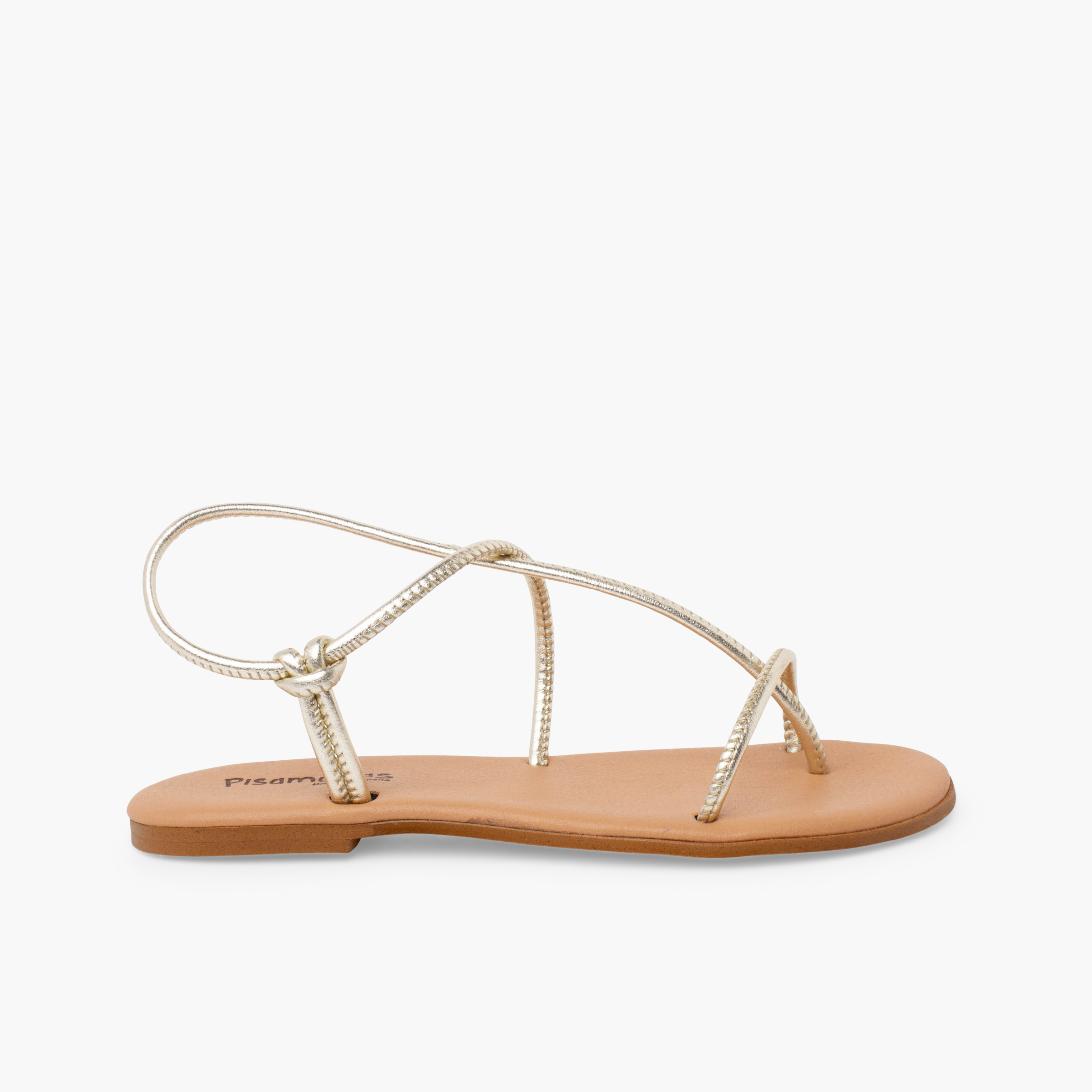 Sandalias tiras tubulares planta acolchada Champagne