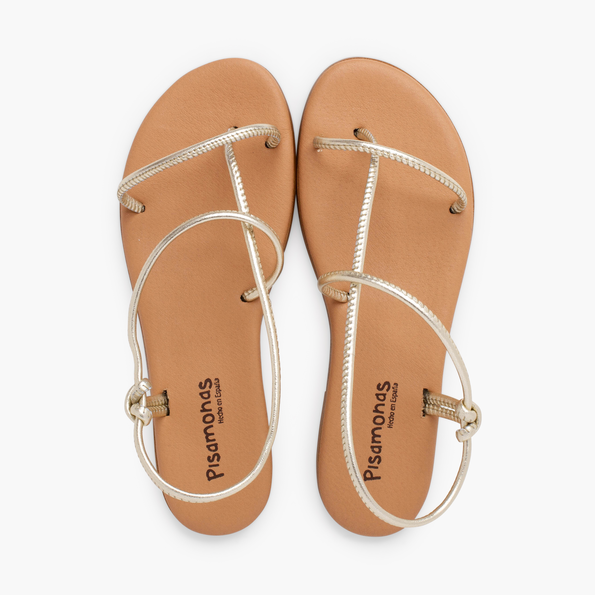 Sandalias tiras tubulares planta acolchada Champagne