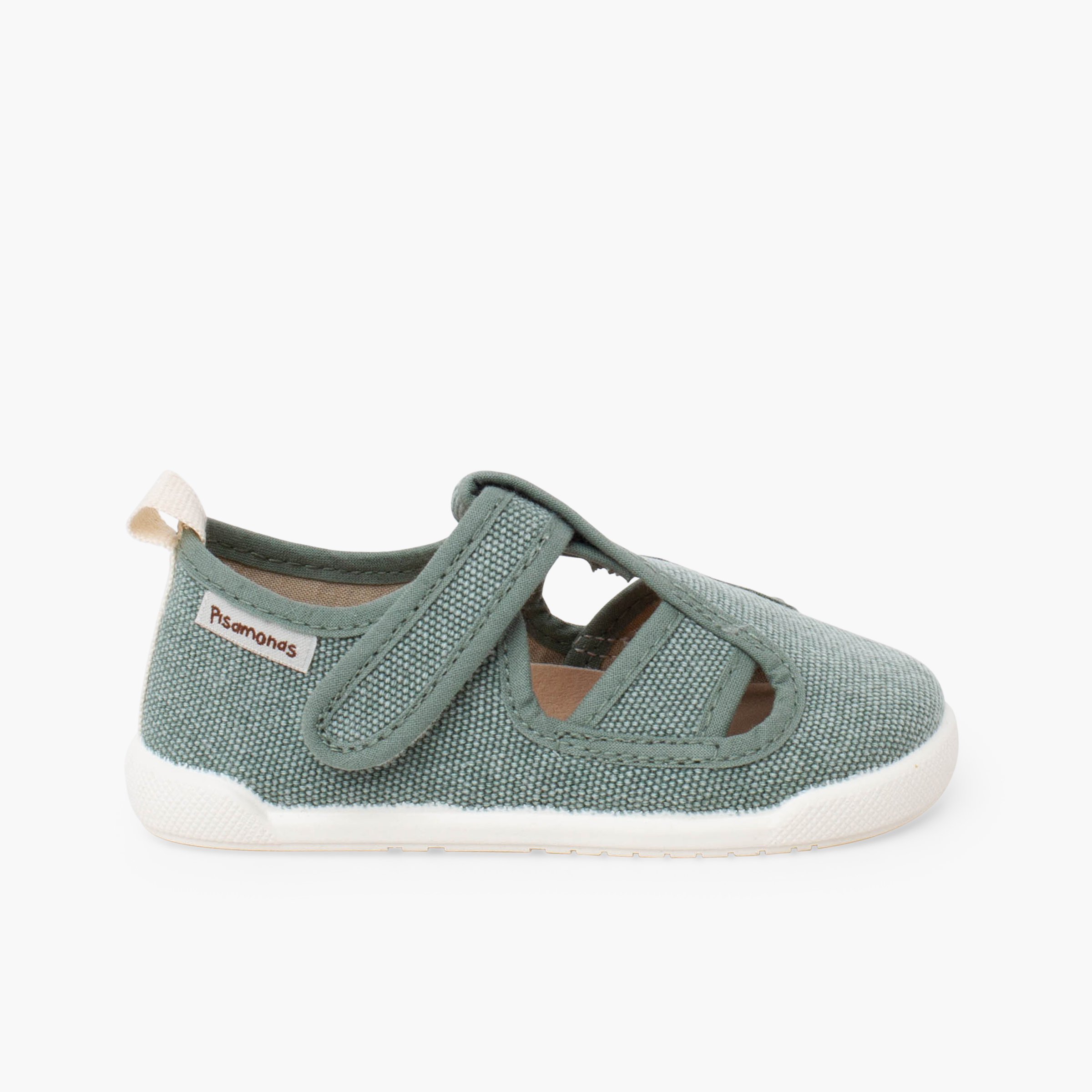 Sandalias barefoot lona cangrejera niño Verde