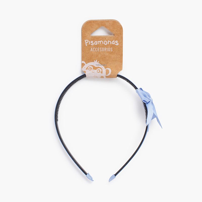 Diadema fina dentada lazo clásico Azul Francia