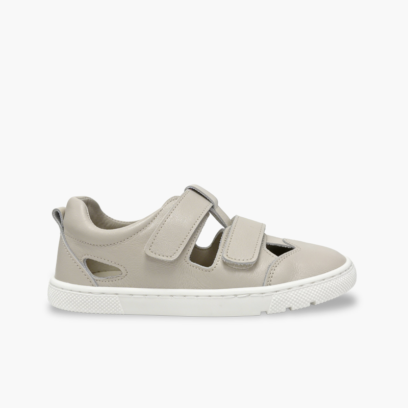 Sandales barefoot double fermeture nappa garçon Écru