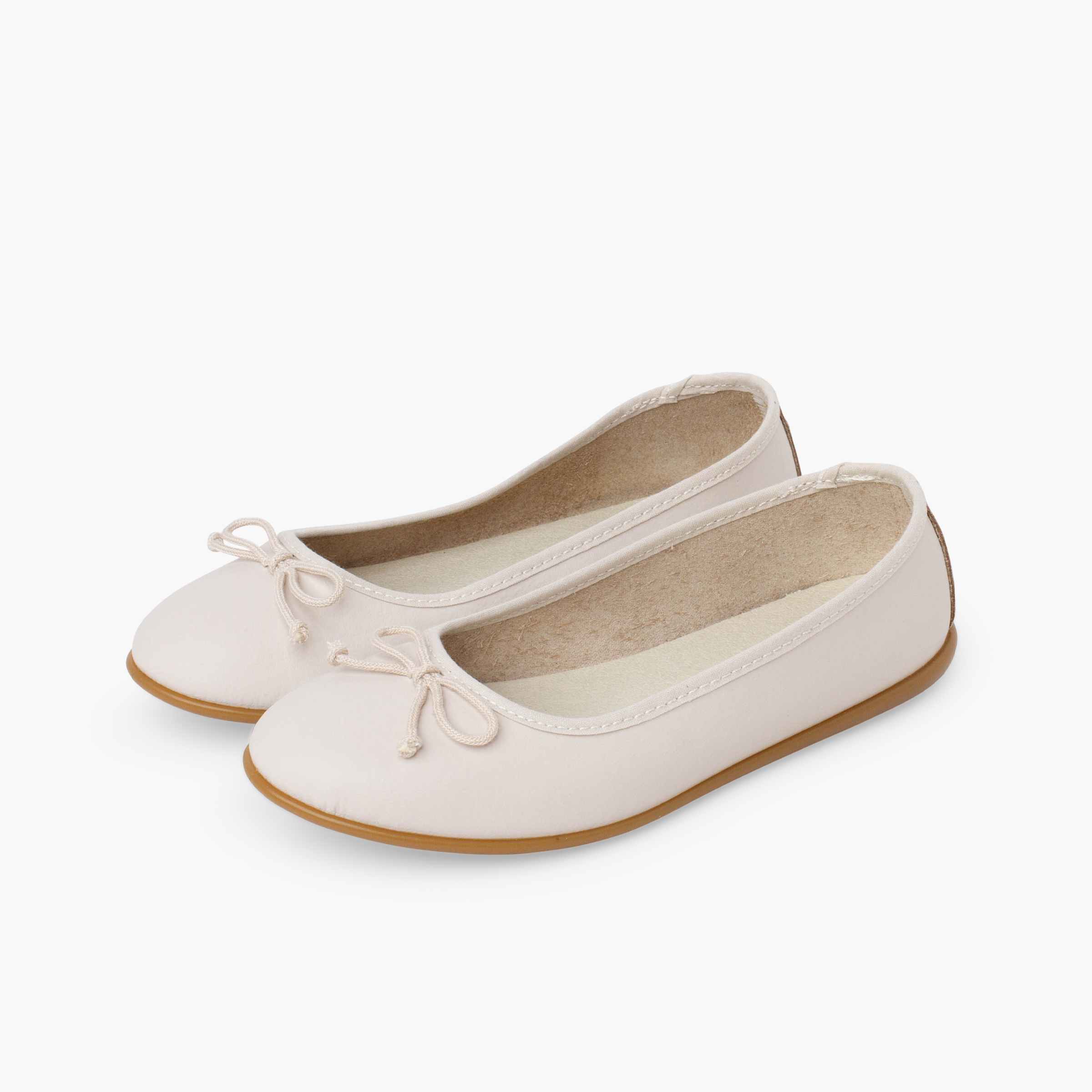 Bailarinas ceremonia piel lavable lacito Beige