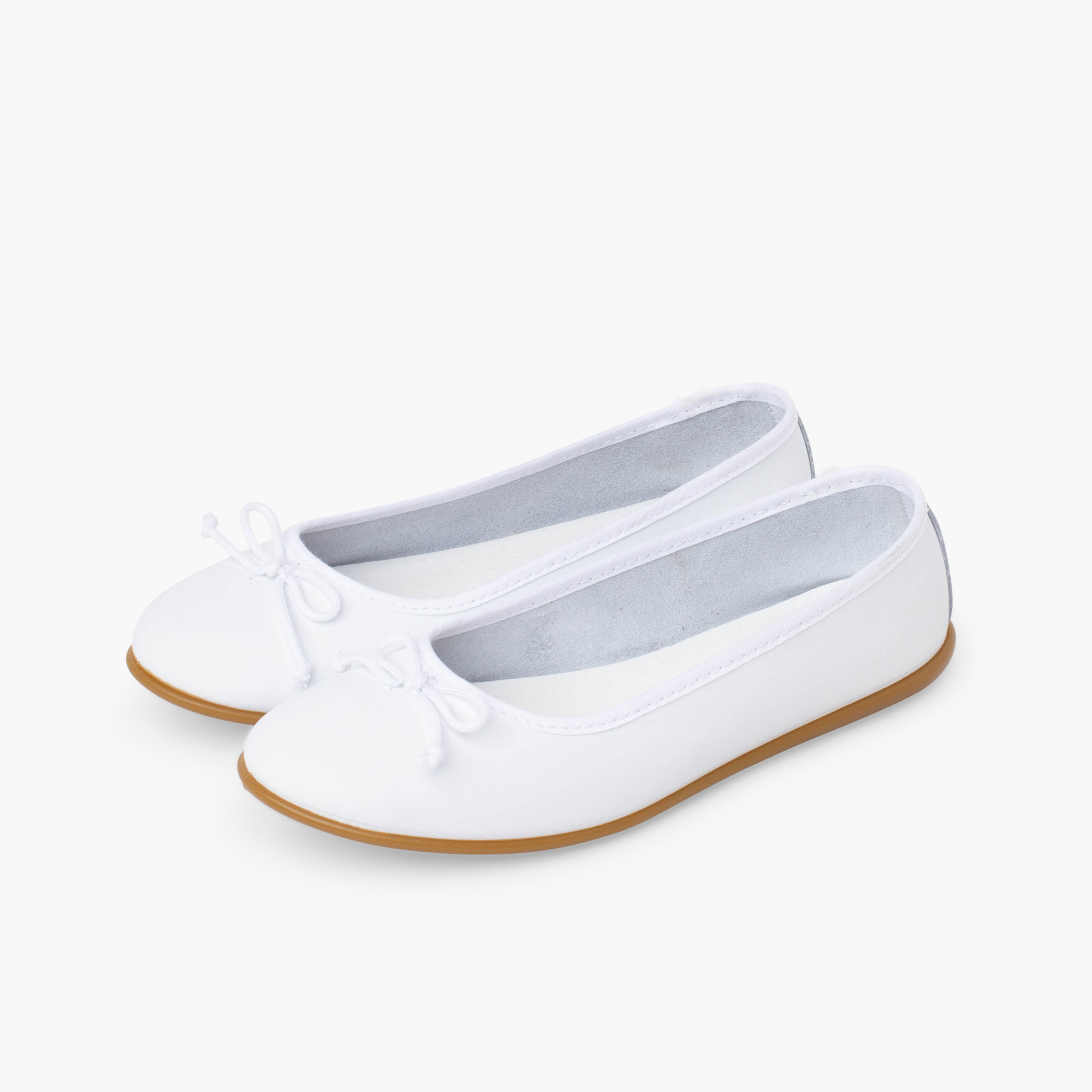 Ballerines cérémonie cuir lavable nœud Blanc