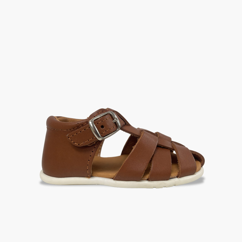 Sandalias cangrejeras barefoot piel niños Cuero