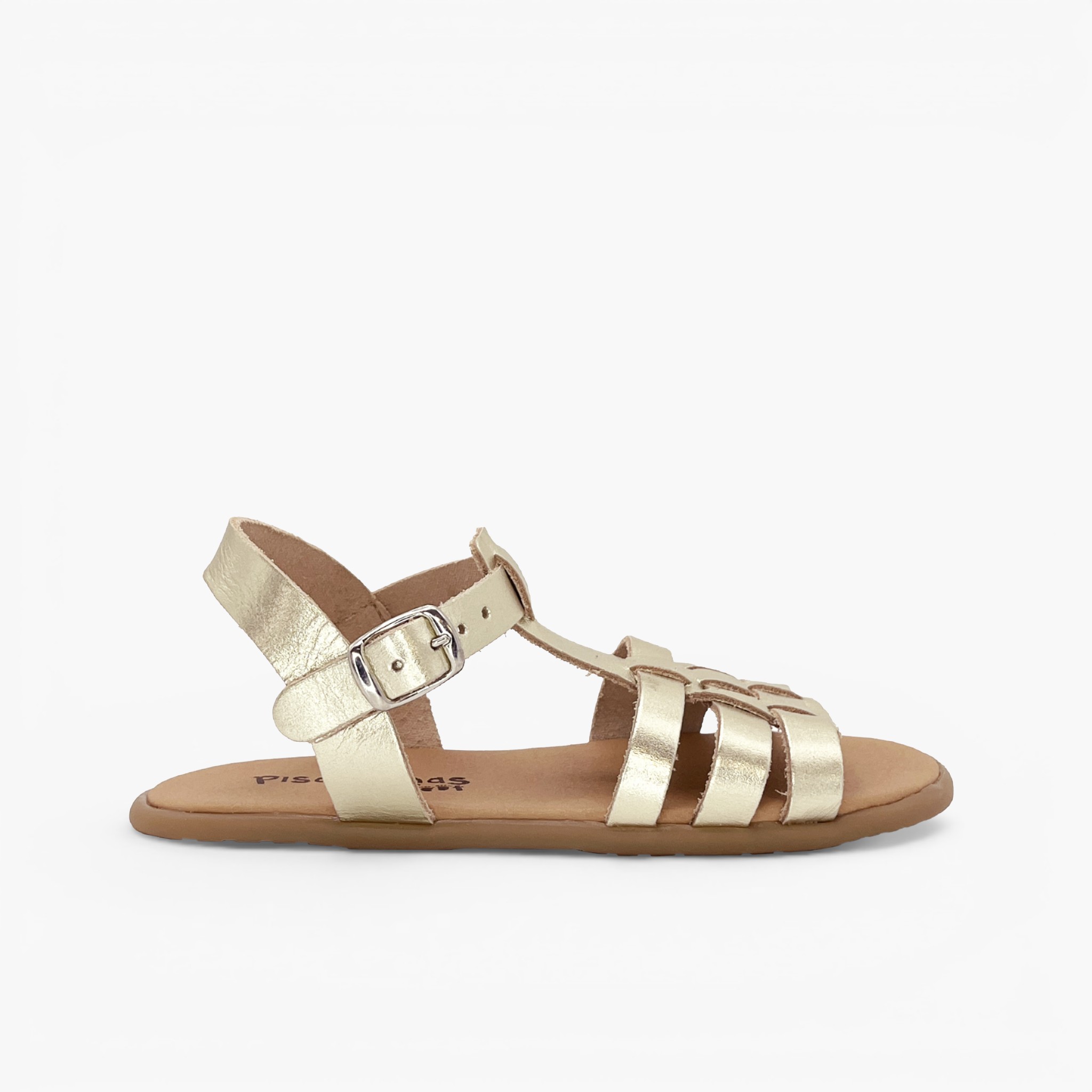 Sandalias barefoot gladiador niña Champagne
