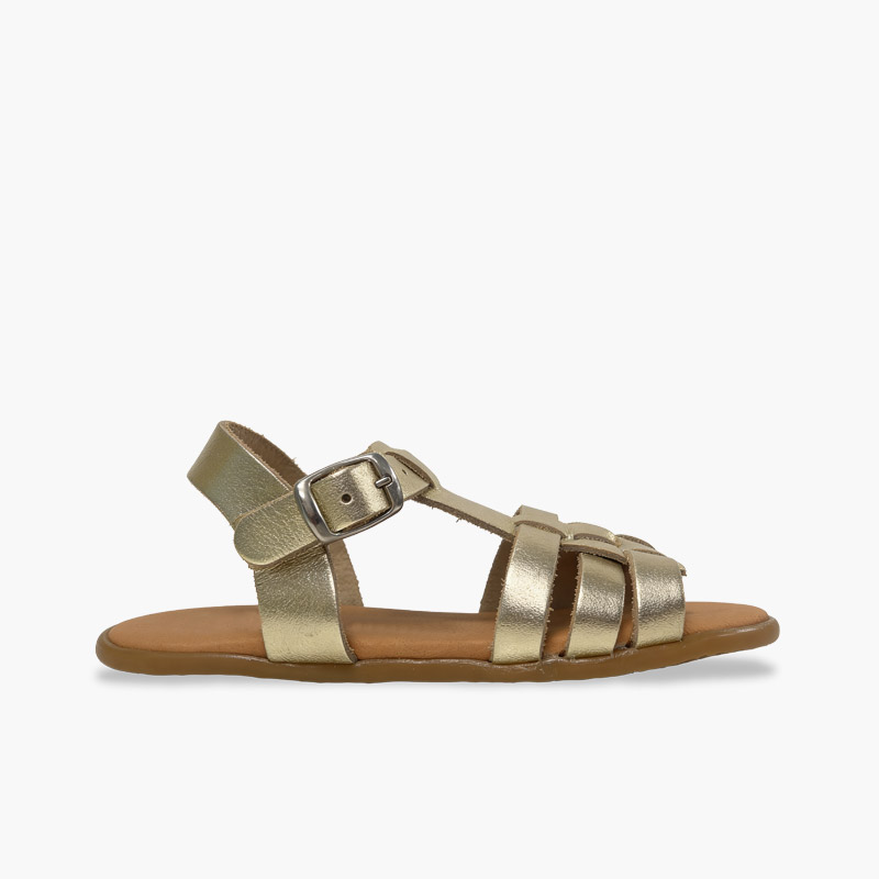 Sandalias barefoot gladiador niña Champagne