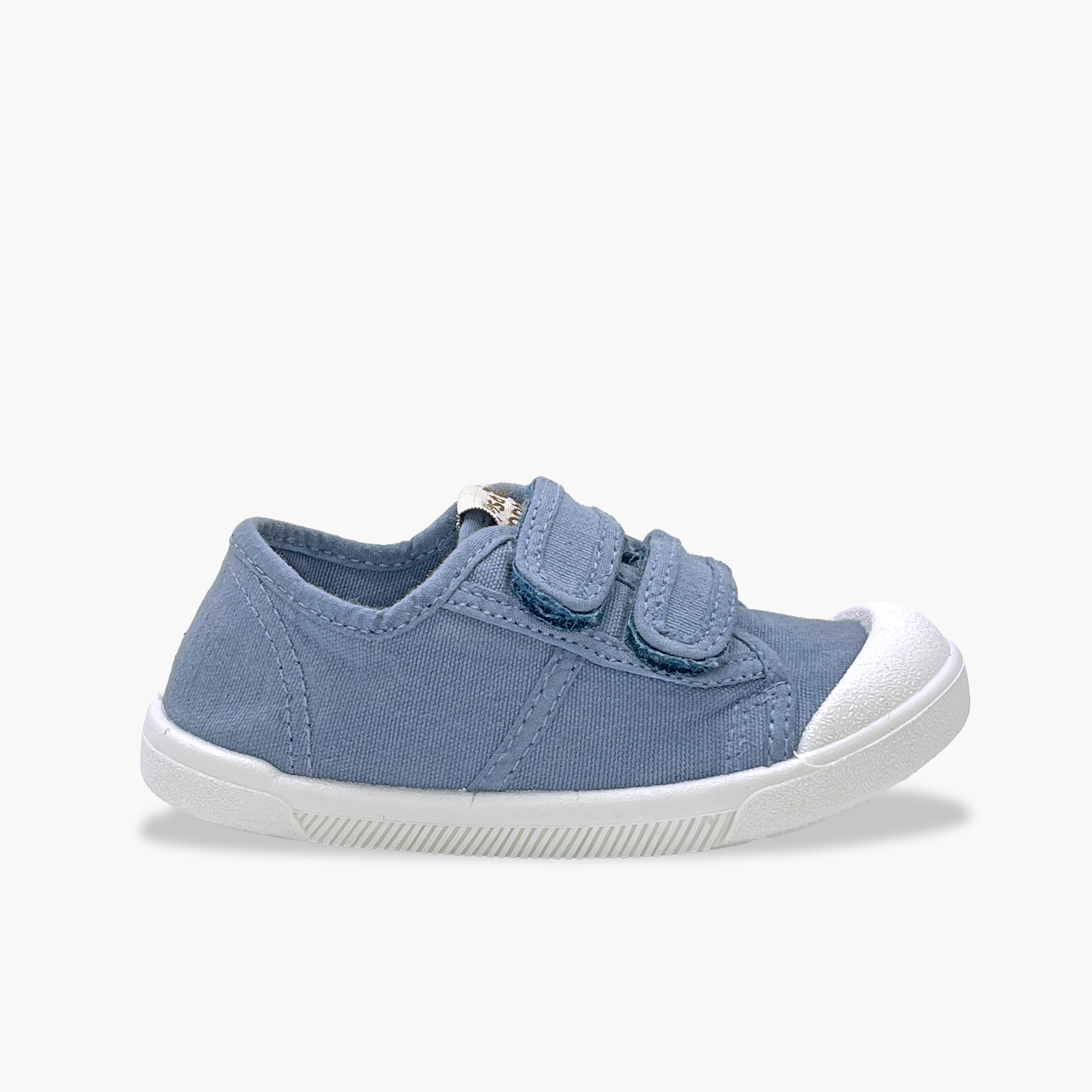 Zapatillas barefoot lona lavada tiras adherentes Azul