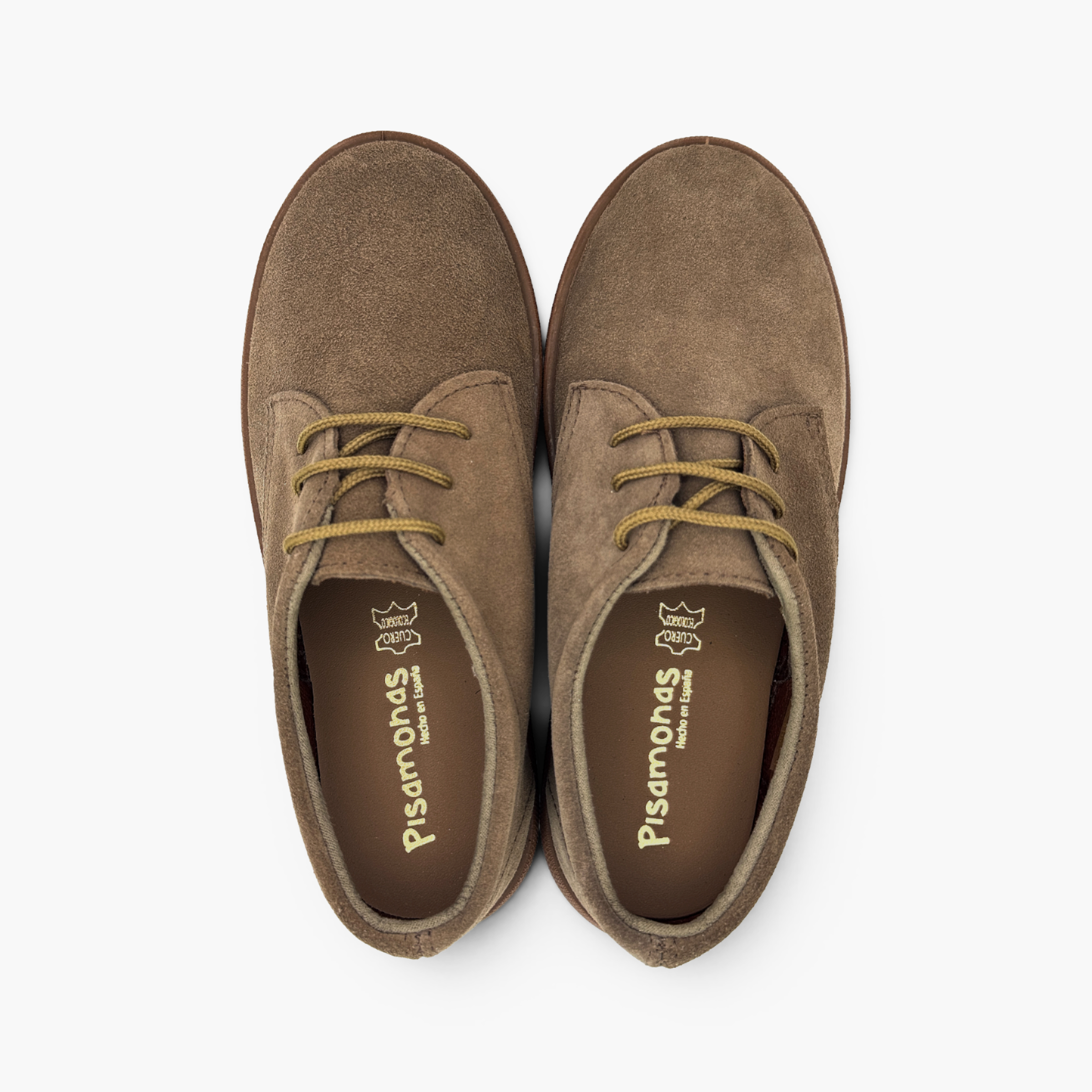 Derbies enfant suède col rembourré lacets Taupe