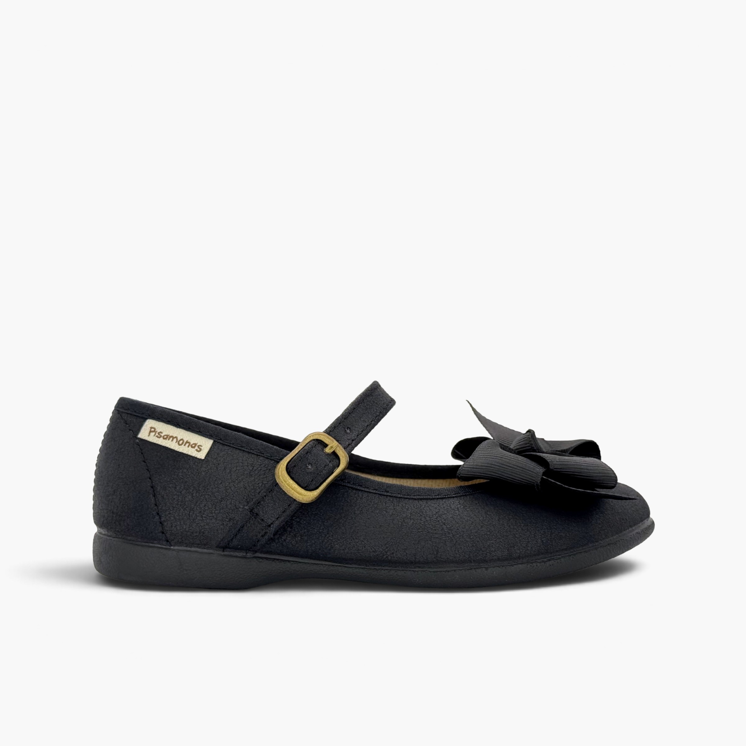 Babies fille effet cuir nœud Noir