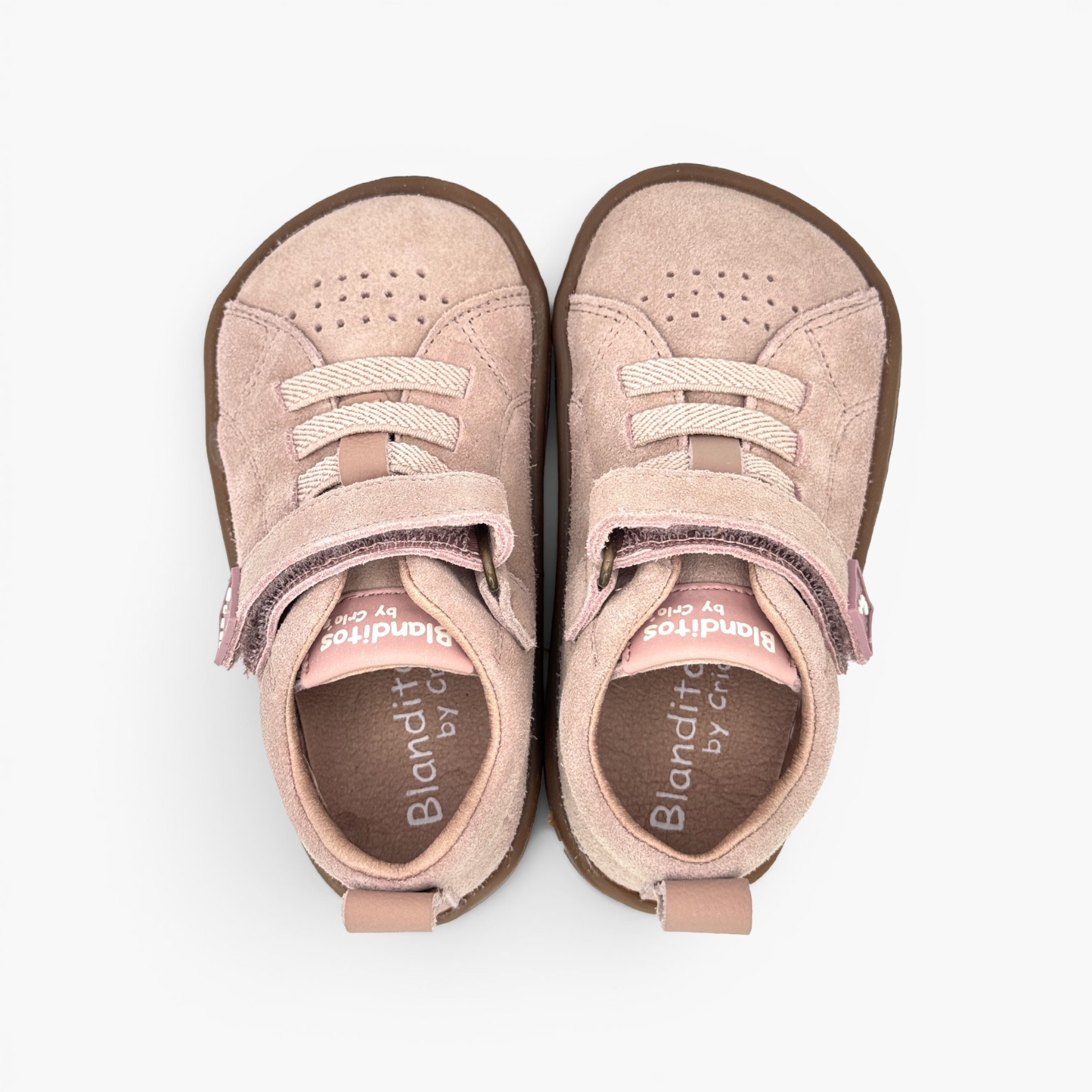 Baskets Blanditos suède fermeture combinée premiers pas Rose
