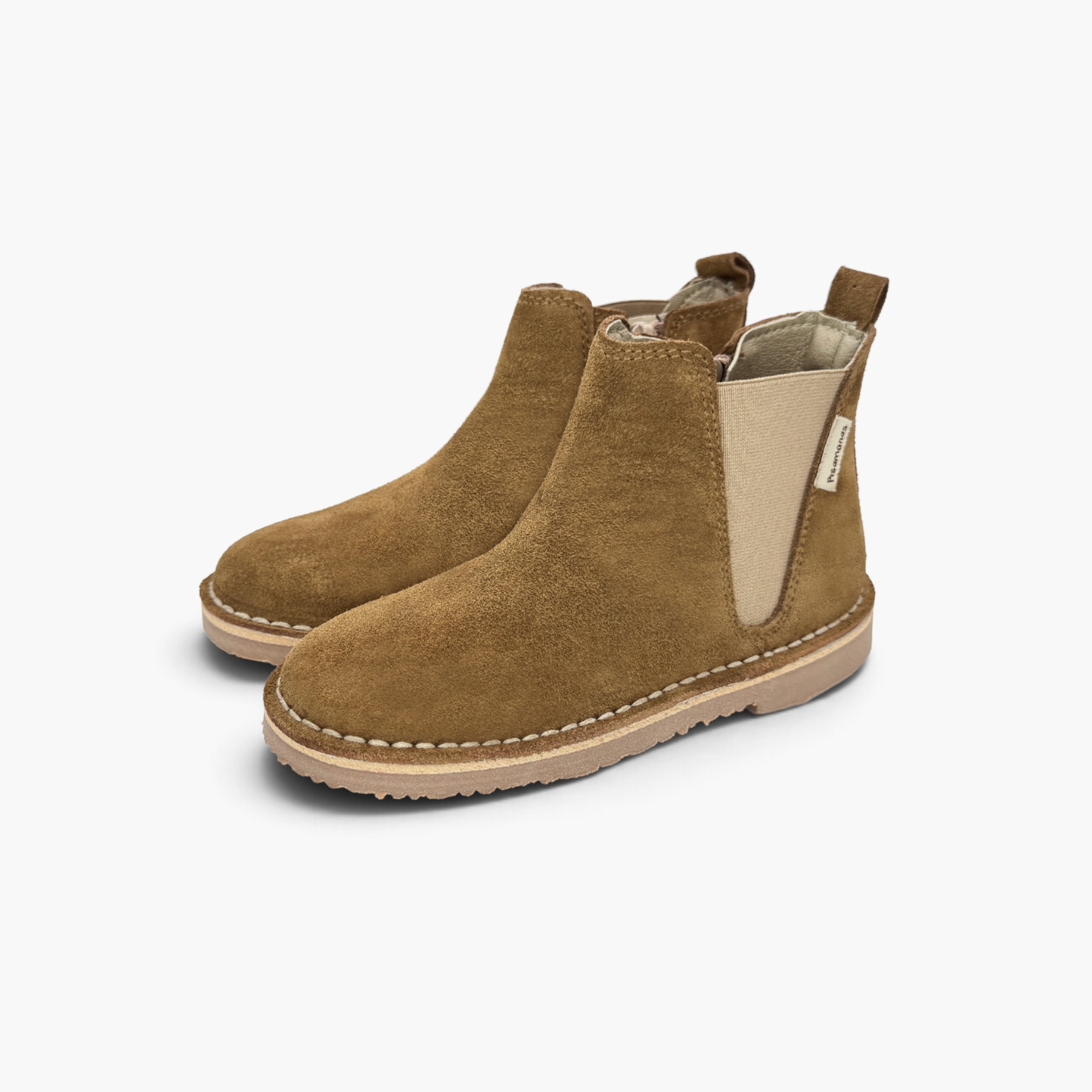 Bottines Chelsea suède élastiques et fermeture éclair Chameau