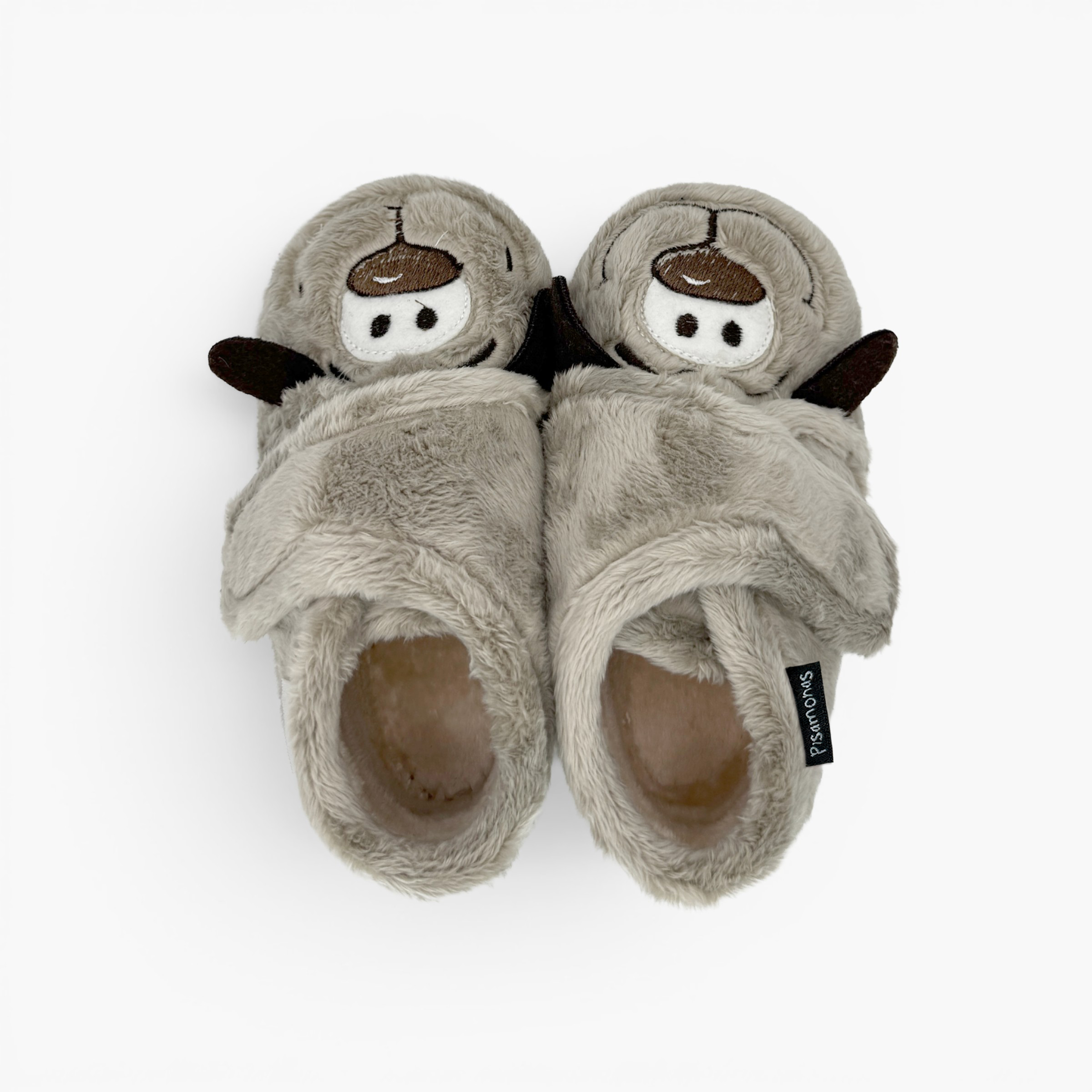 Chaussons bottines petit chien enfants Taupe